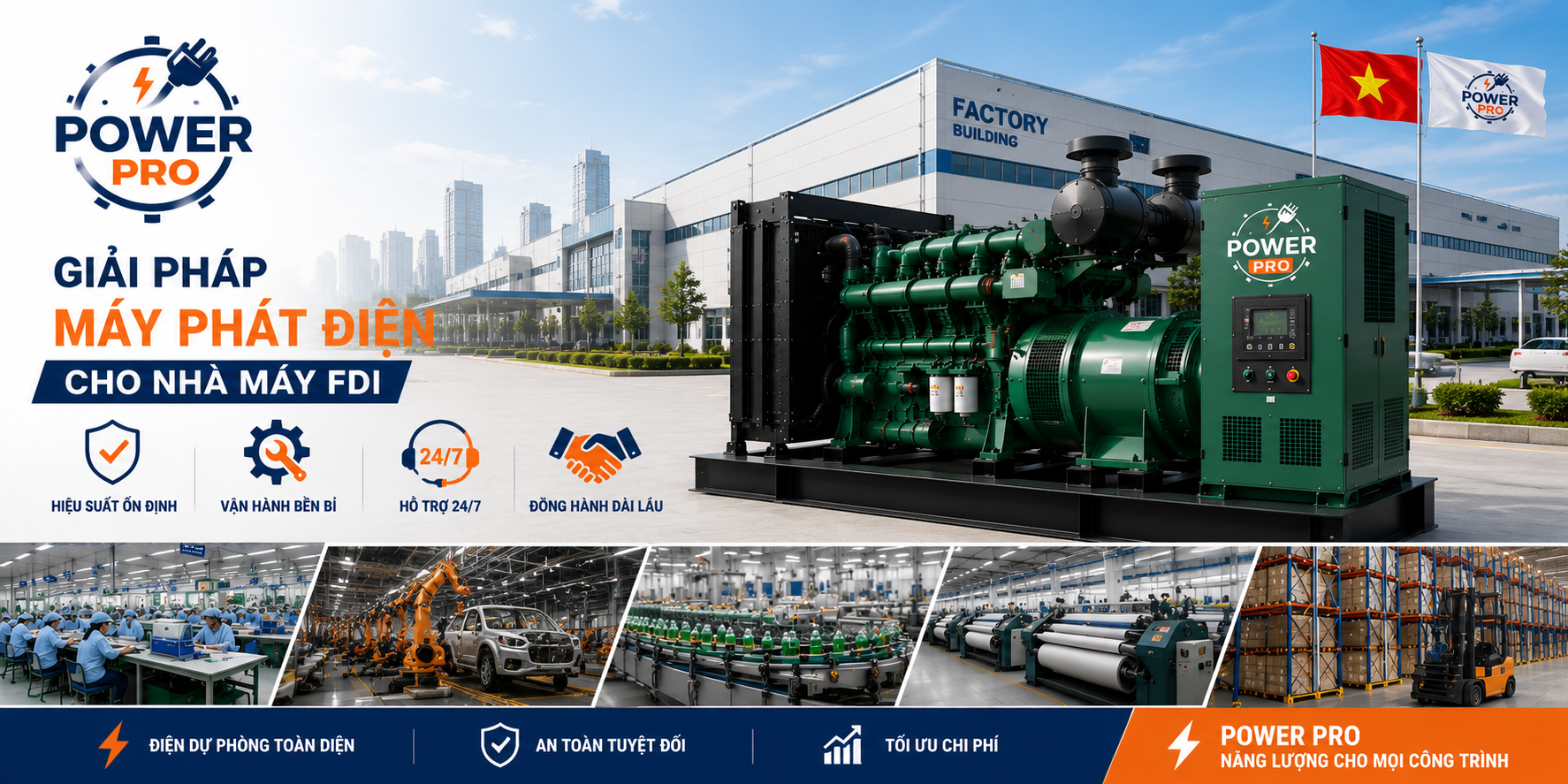 Ứng dụng Máy Phát Điện cho ngành FDI 