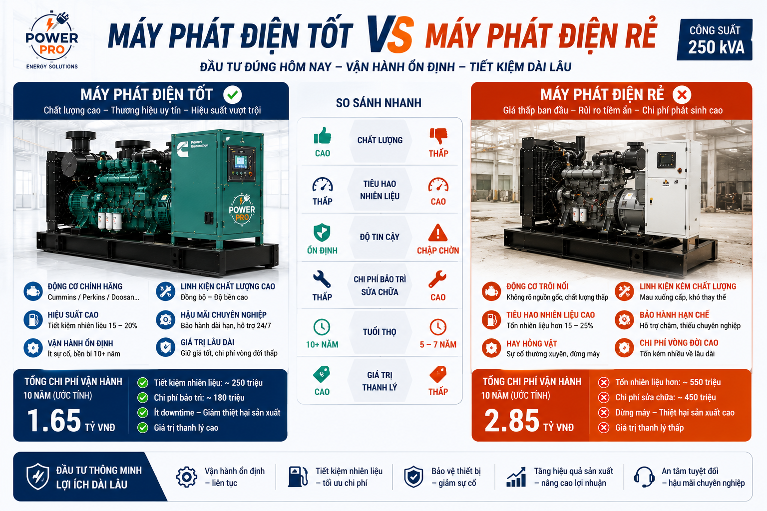 Máy phát điện tốt và máy phát điện rẻ | Power Pro