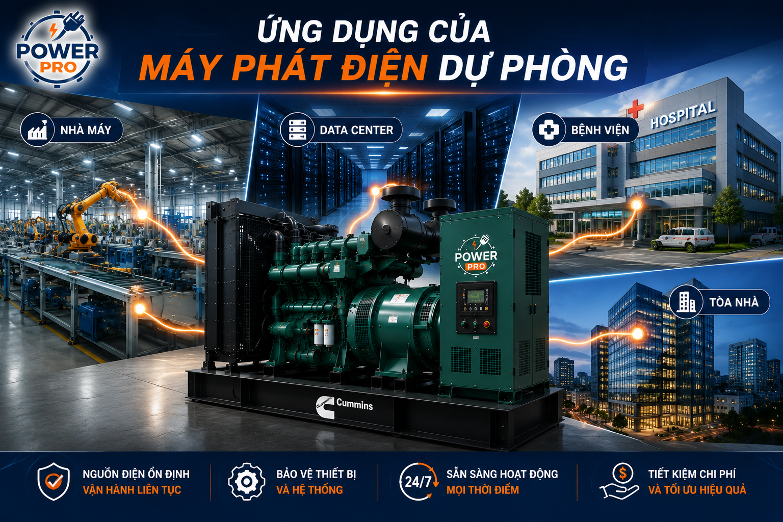 Ứng dụng của máy phát điện dự phòng