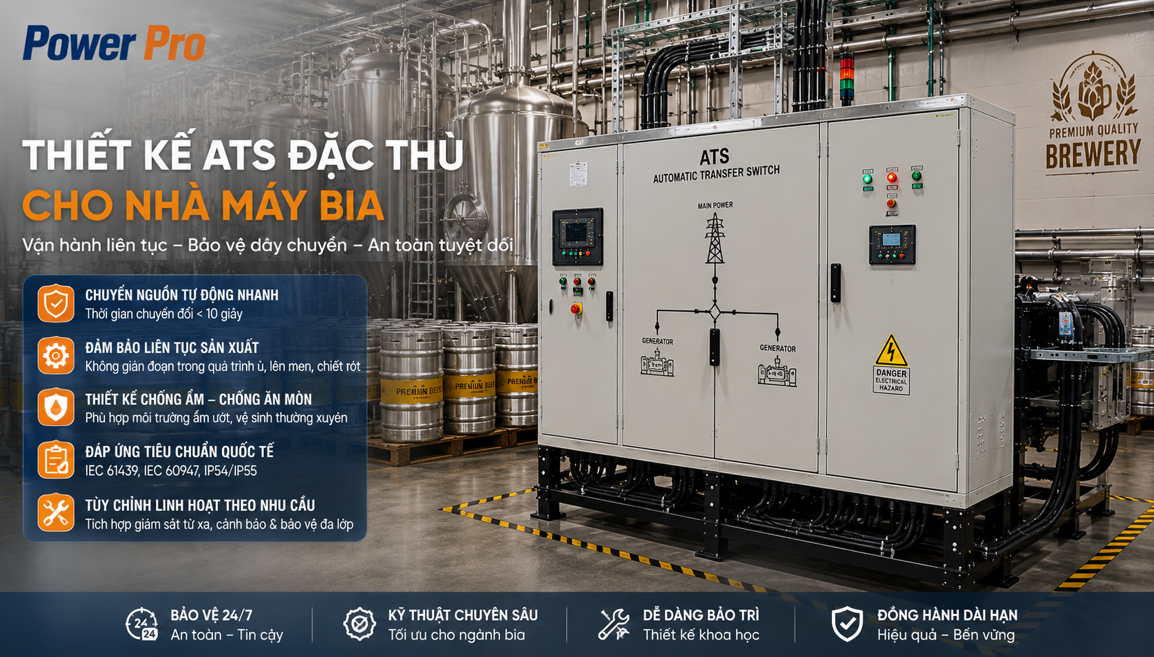 Tủ ATS cho nhà máy bia | Power Pro