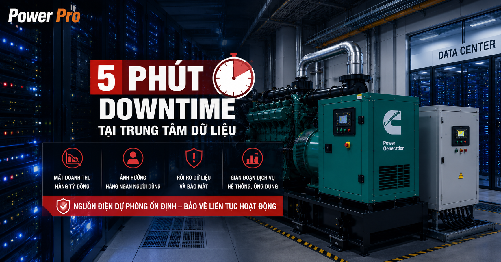 5 phút downtime – Con số không thể chấp nhận trong ngành data center
