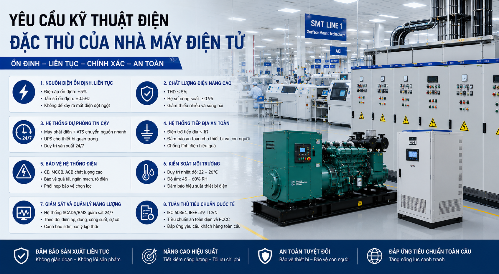 Yêu Cầu Kỹ Thuật Điện Đặc Thù Của Nhà Máy Điện Tử | Power Pro
