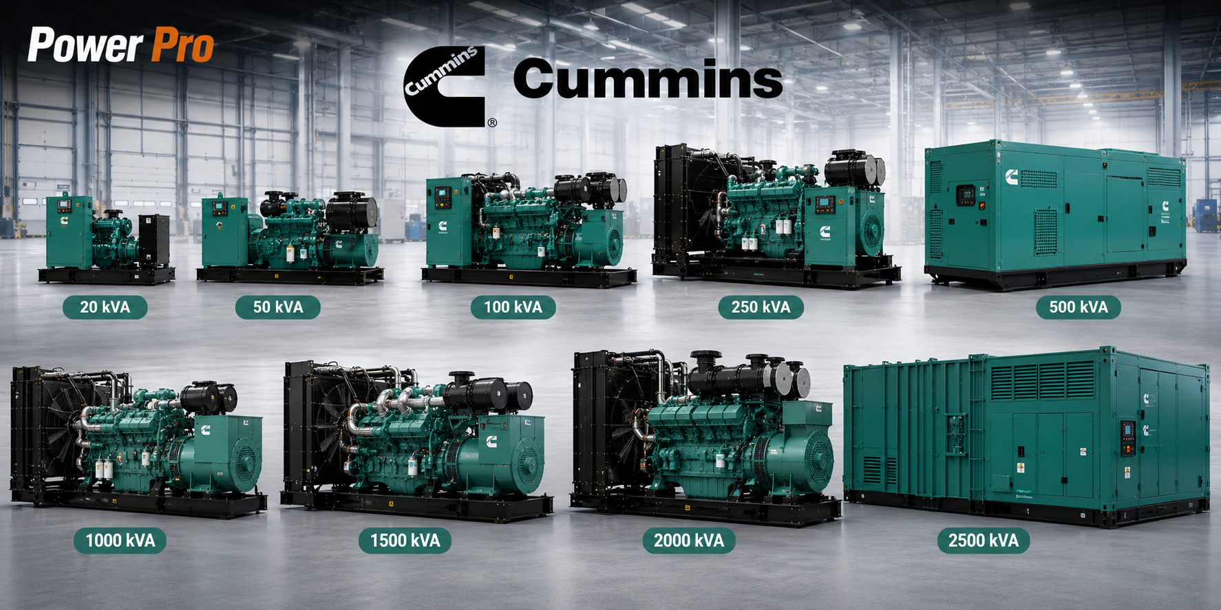 Các dải công suất của Máy Phát Điện Cummins