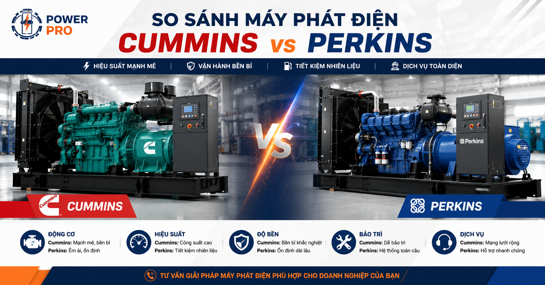 So Sánh Máy Phát Điện Cummins Và Perkins