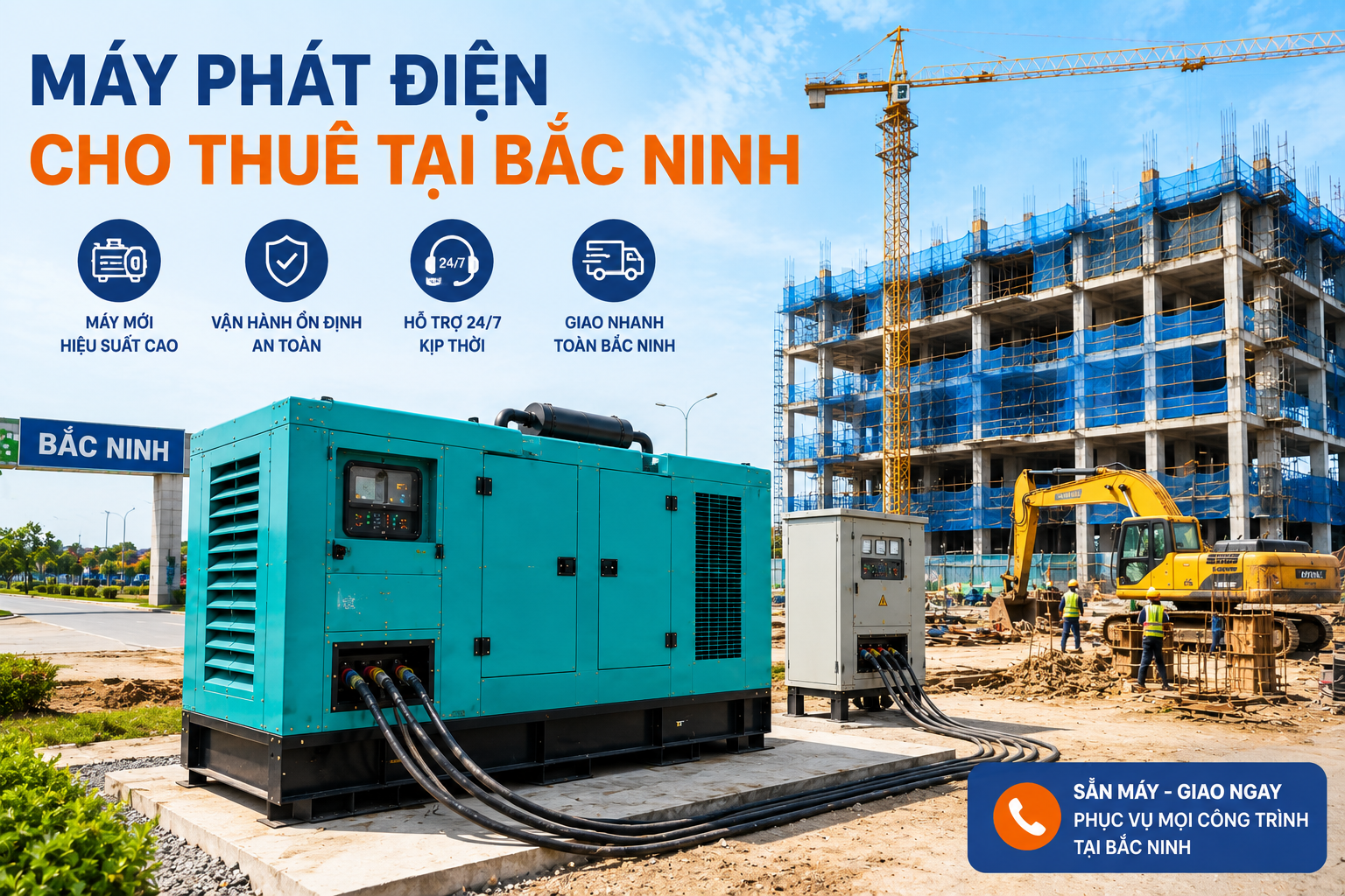Cho thuê máy phát điện Cummins tại KCN Yên Phong Bắc Ninh – Power Pro giao 3 giờ
