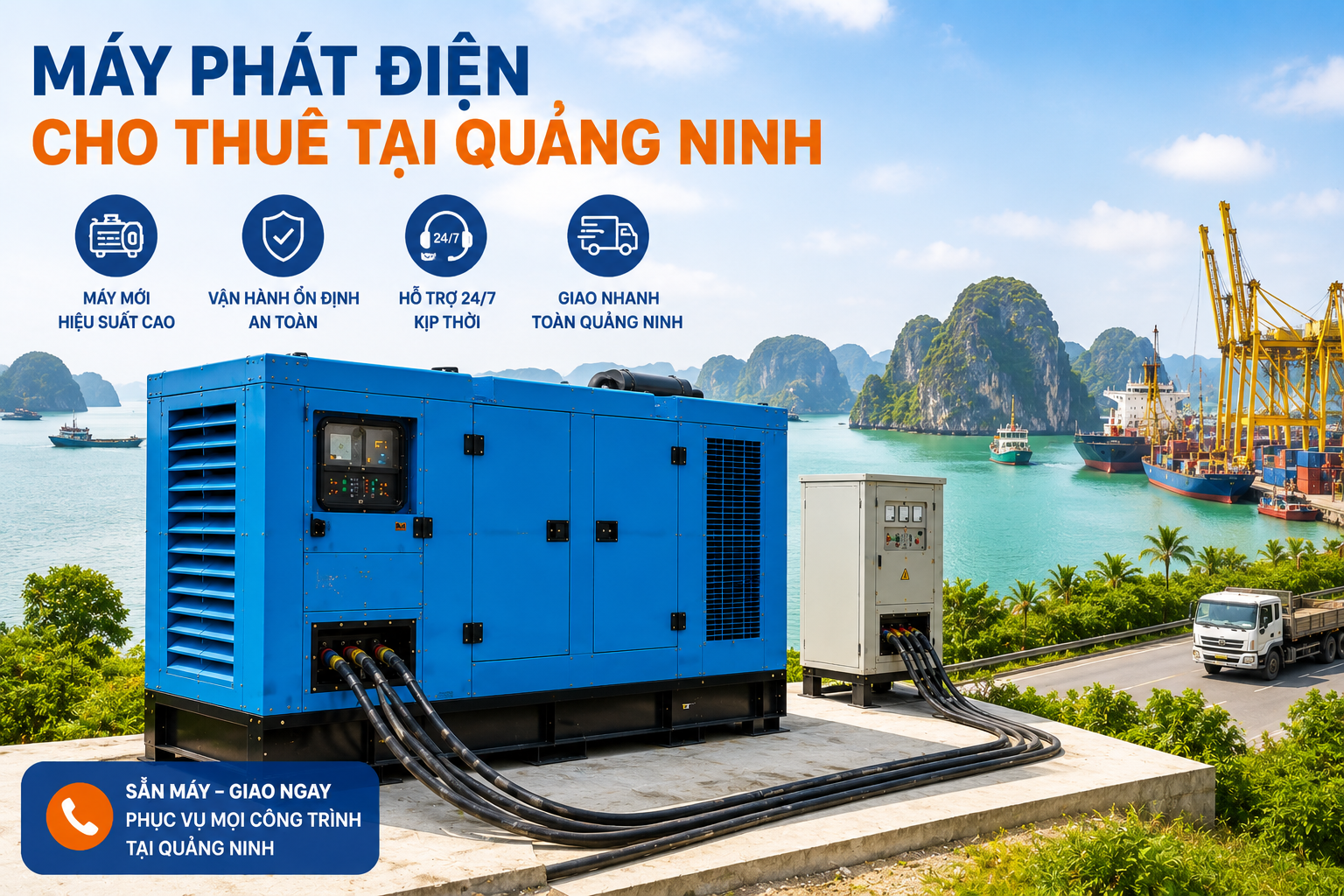 Cho thuê máy phát điện Cummins tại KCN Hải Hà Quảng Ninh – Power Pro giao theo cao tốc