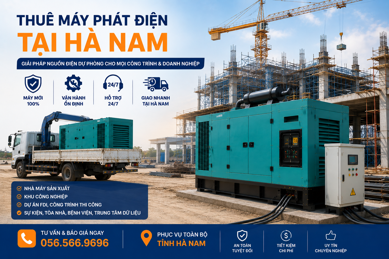 Thuê Máy Phát Điện Tại Hà Nam: Giải Pháp Nguồn Điện Cho Nhà Máy Và Công Trình