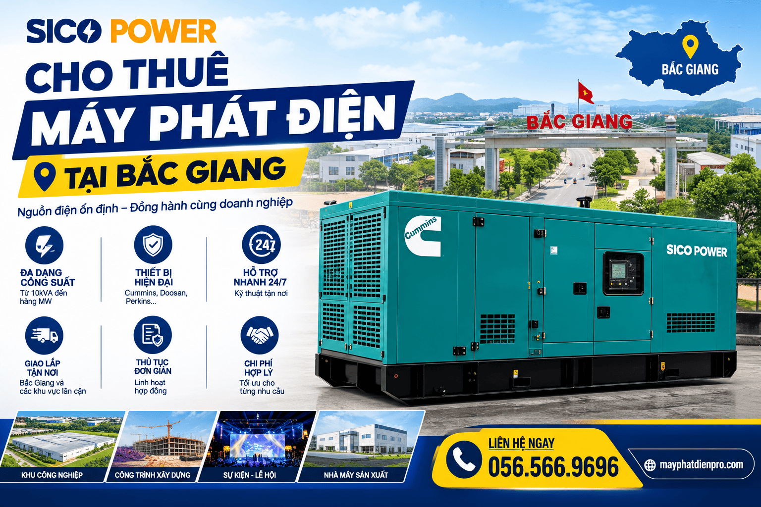 Cho thuê máy phát điện tại Bắc Giang