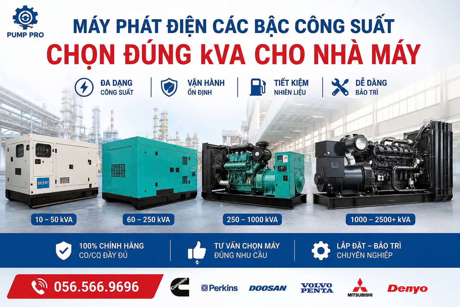 Máy phát điện các bậc công suất