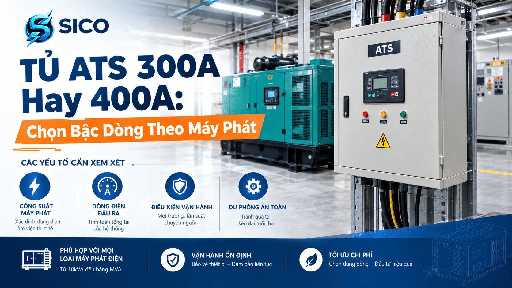 Tủ ATS 300A Hay 400A: Chọn Bậc Dòng Theo Máy Phát