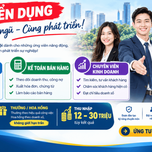 Tuyển Dụng Sales Admin, Kế Toán Bán Hàng Và Chuyên Viên Kinh Doanh Tại Hà Nội