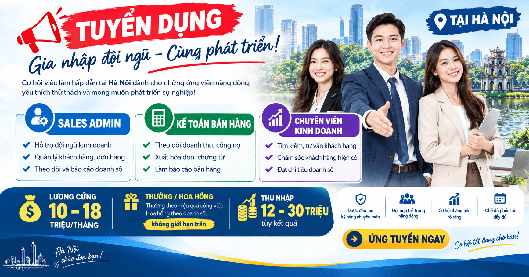 Tuyển Dụng Sales Admin, Kế Toán Bán Hàng Và Chuyên Viên Kinh Doanh Tại Hà Nội