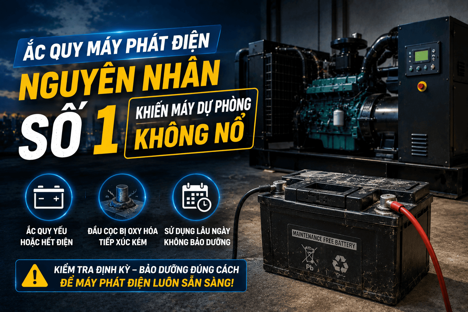 Ắc Quy Máy Phát Điện: Nguyên Nhân Số Một Khiến Máy Dự Phòng Không Nổ