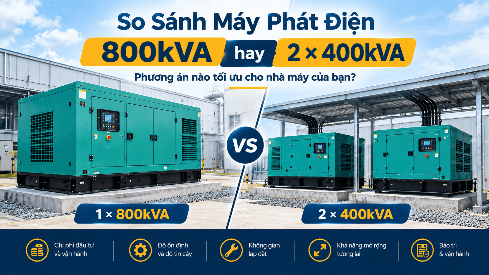 So Sánh máy 800kVA hay hai máy 400kVA