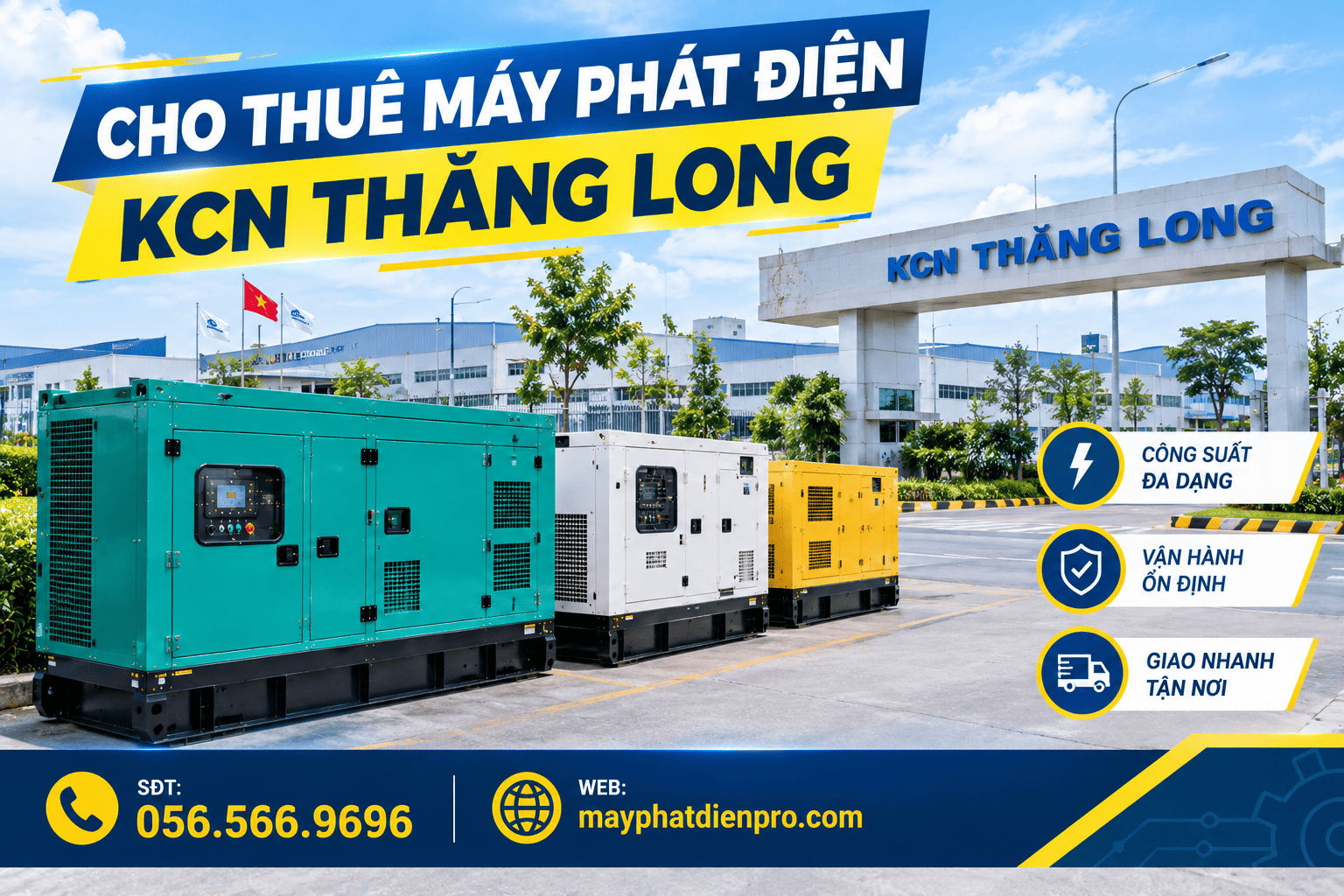 Cho thuê máy phát điện KCN Thăng Long