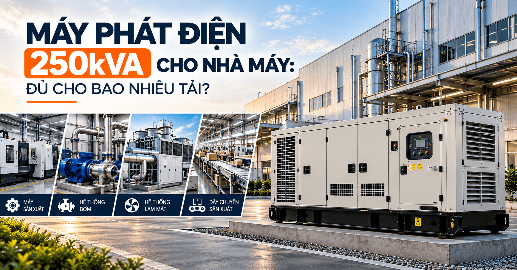Máy Phát Điện 250kVA Cho Nhà Máy: Đủ Cho Bao Nhiêu Tải?