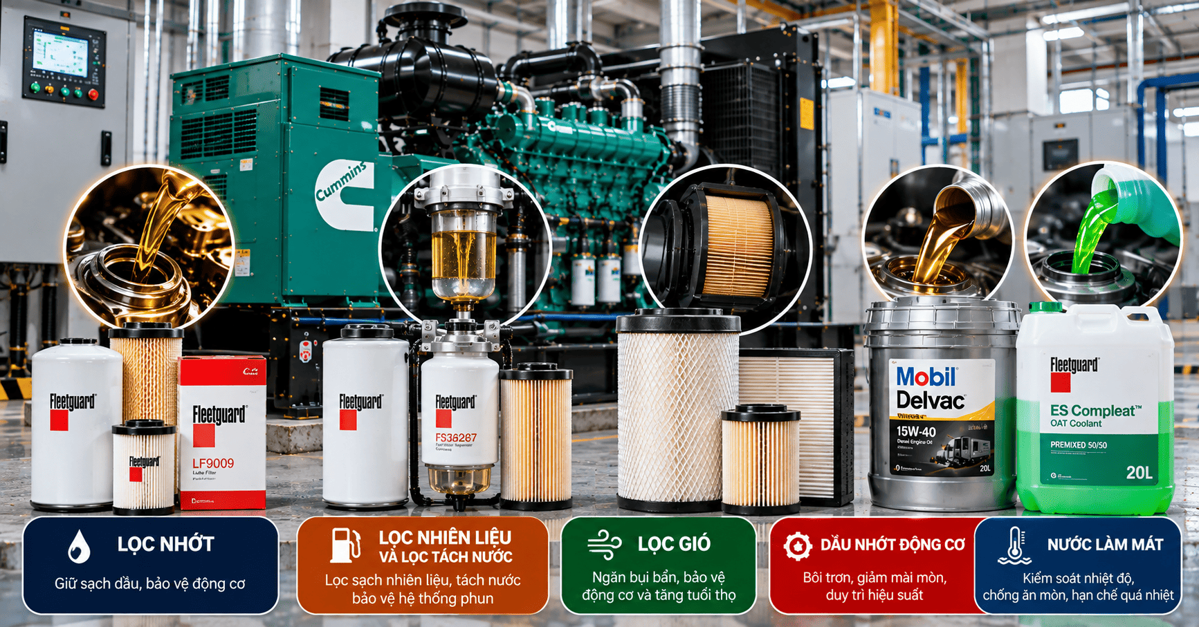 Bộ bốn vật tư tiêu hao của máy phát điện