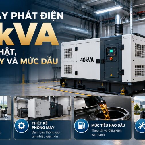 Chọn máy phát điện 40kVA theo tải thật, phòng máy và mức dầu