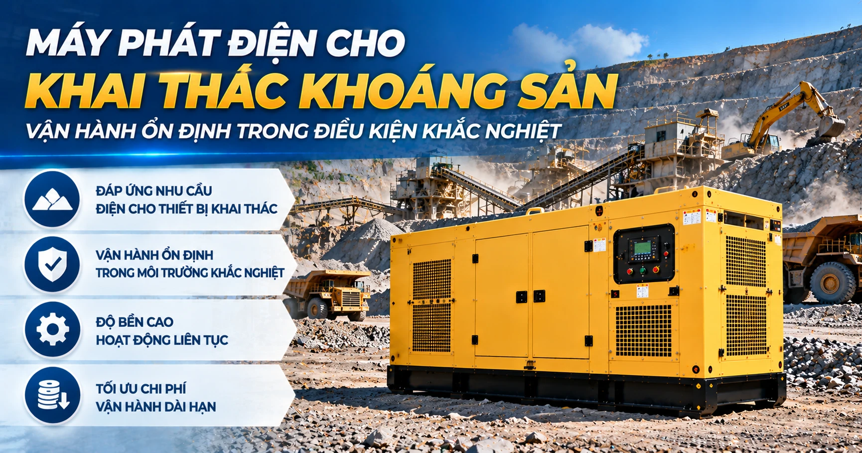 Máy phát điện cho khai thác khoáng sản: vận hành ổn định trong điều kiện khắc nghiệt