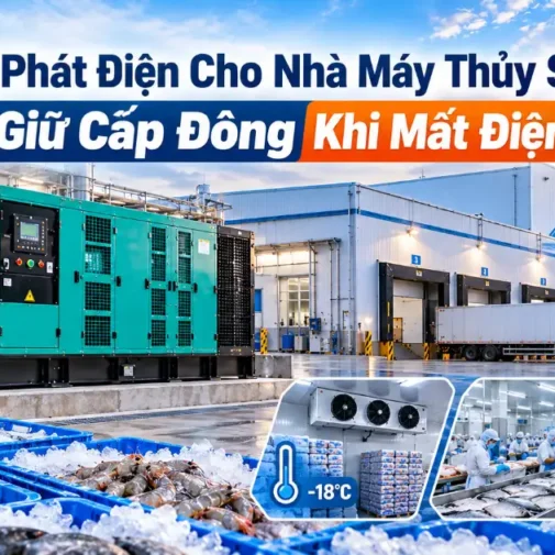 Máy phát điện cho nhà máy thủy sản: tổ máy phát dự phòng giữ cấp đông và kho lạnh -18°C